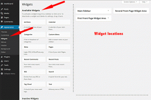 Available widgets in default 2012 theme. (Click for enlargement)